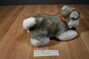 Build a Bear Gray and White Husky Beanbag Plush With Red Collar