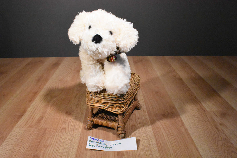 Best Made Toys Beige Puppy With Red Plaid Bow Beanbag Plush