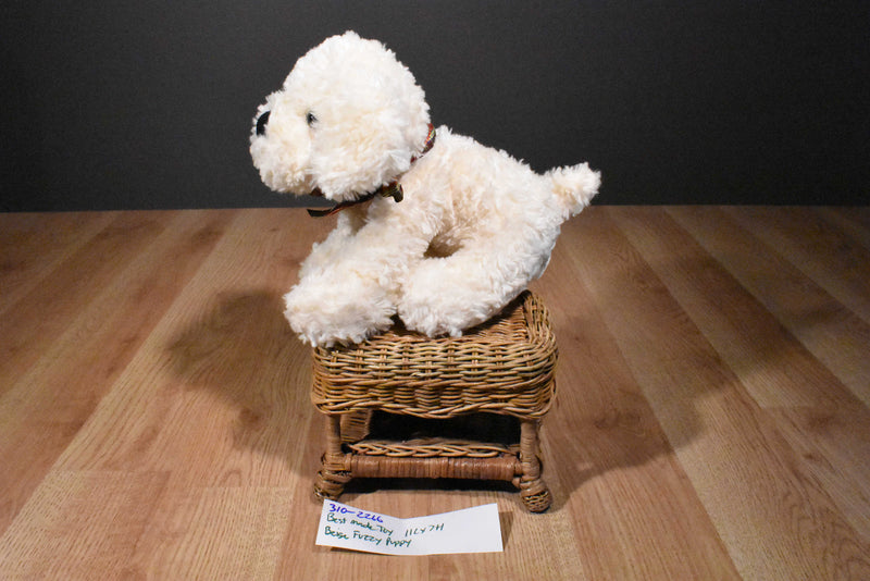 Best Made Toys Beige Puppy With Red Plaid Bow Beanbag Plush