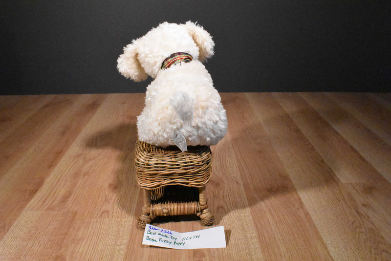 Best Made Toys Beige Puppy With Red Plaid Bow Beanbag Plush