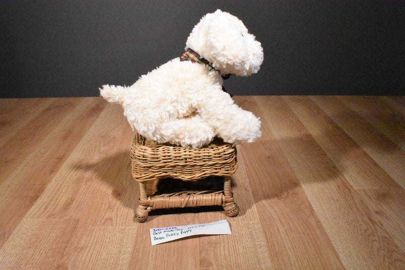 Best Made Toys Beige Puppy With Red Plaid Bow Beanbag Plush