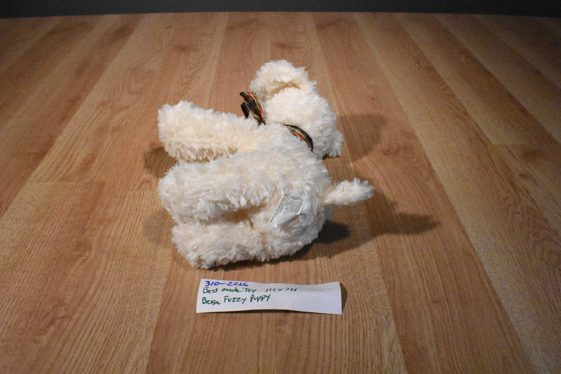 Best Made Toys Beige Puppy With Red Plaid Bow Beanbag Plush