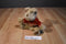 Gund Barkley Beige Dog Beanbag Plush in a Red Sweater