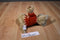 Gund Barkley Beige Dog Beanbag Plush in a Red Sweater