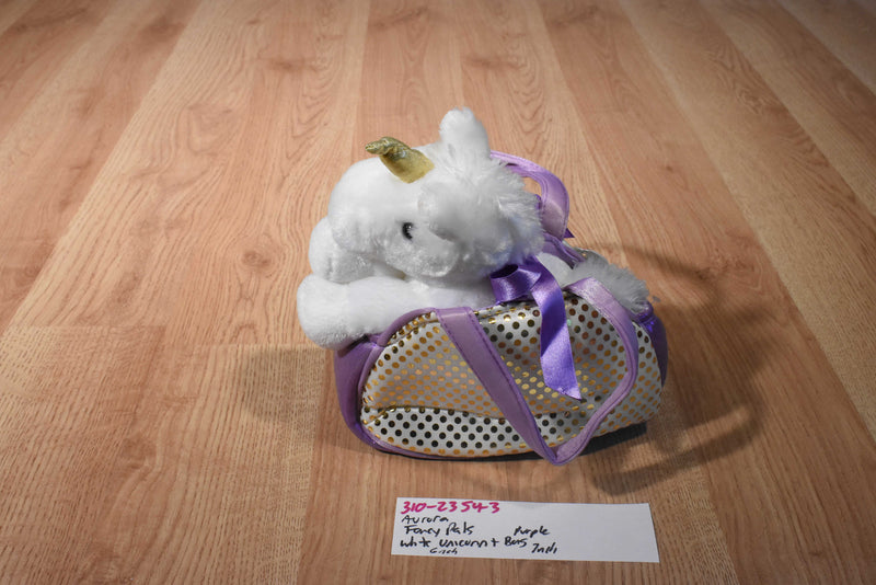 Aurora Fancy Pals White UnicornPlush in Bag