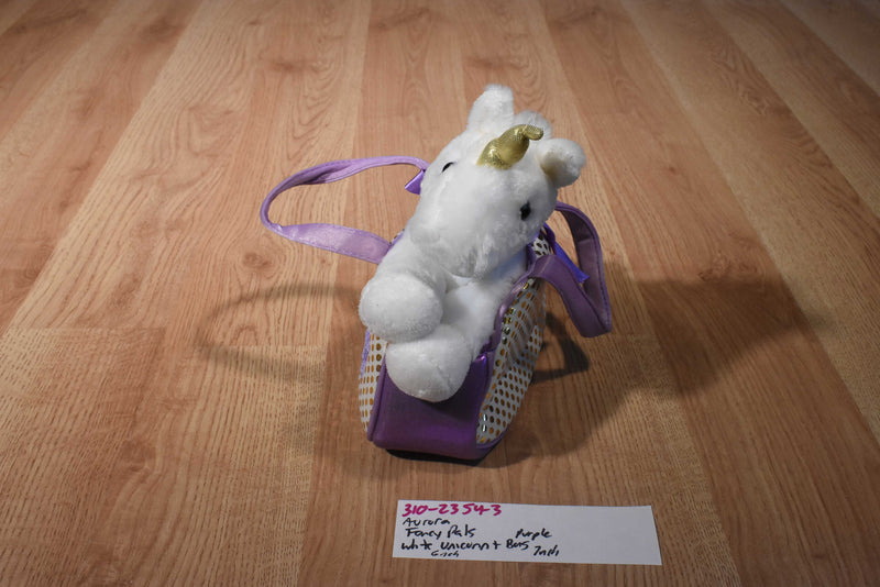 Aurora Fancy Pals White UnicornPlush in Bag