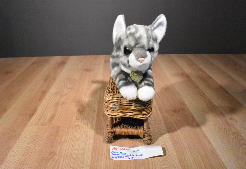 Aurora Miyoni Tots Grey White Tabby Kitten Cat Beanbag Plush
