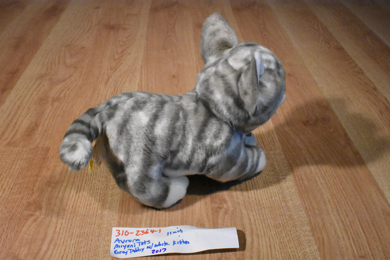 Aurora Miyoni Tots Grey White Tabby Kitten Cat Beanbag Plush
