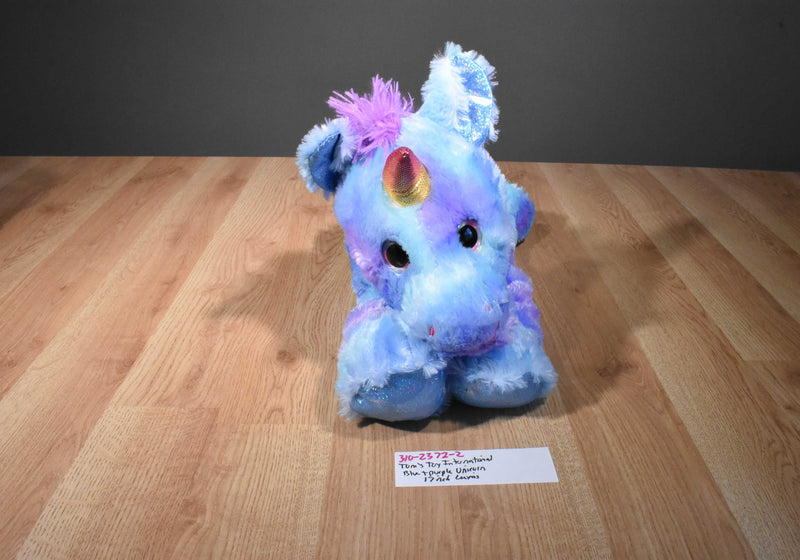 Tom's Toys International Blue and Purple Unicorn Plush