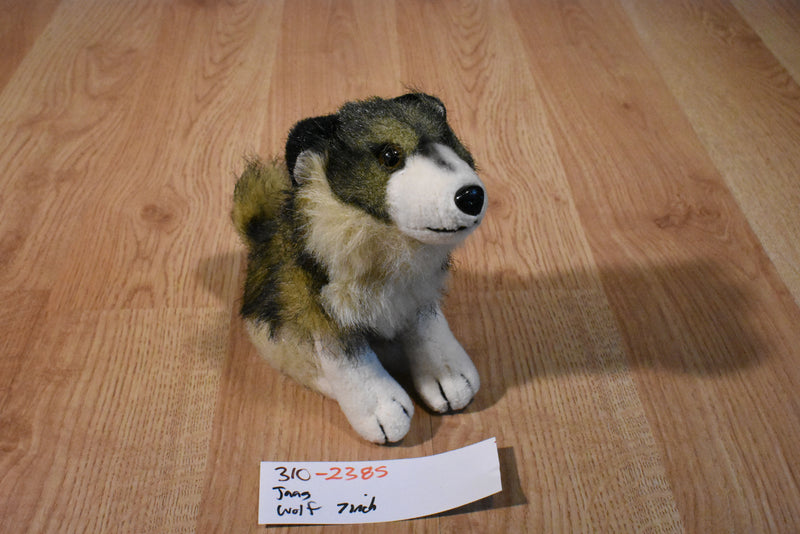 Jaag Mini Grey and Beige Wolf Beanbag Plush