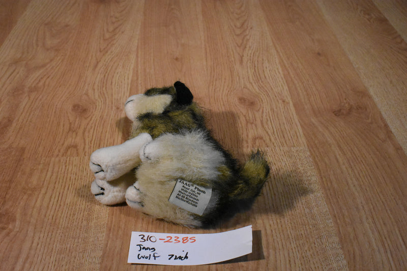 Jaag Mini Grey and Beige Wolf Beanbag Plush