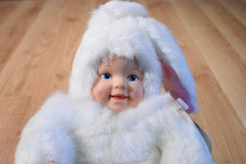Anne Geddes Baby Bunnies White Bunny 1997 Beanbag Plush