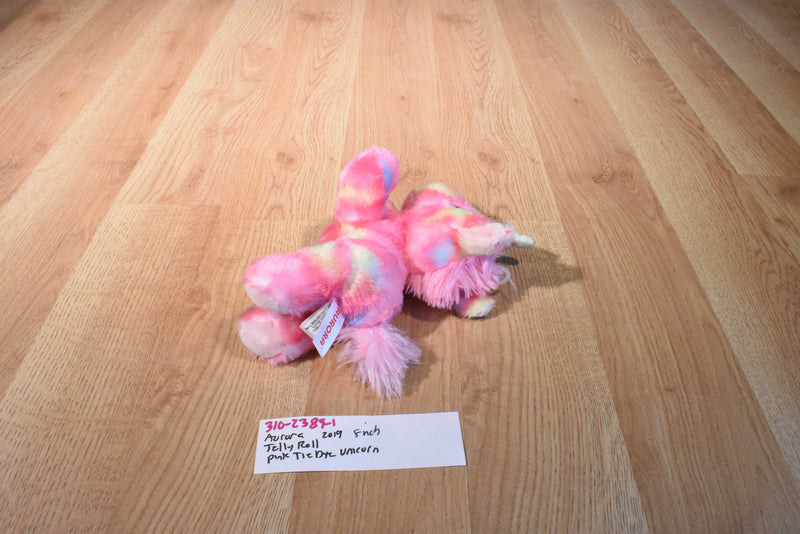 Aurora Jelly Roll Pink Tie Dye Unicorn Beanbag Plush