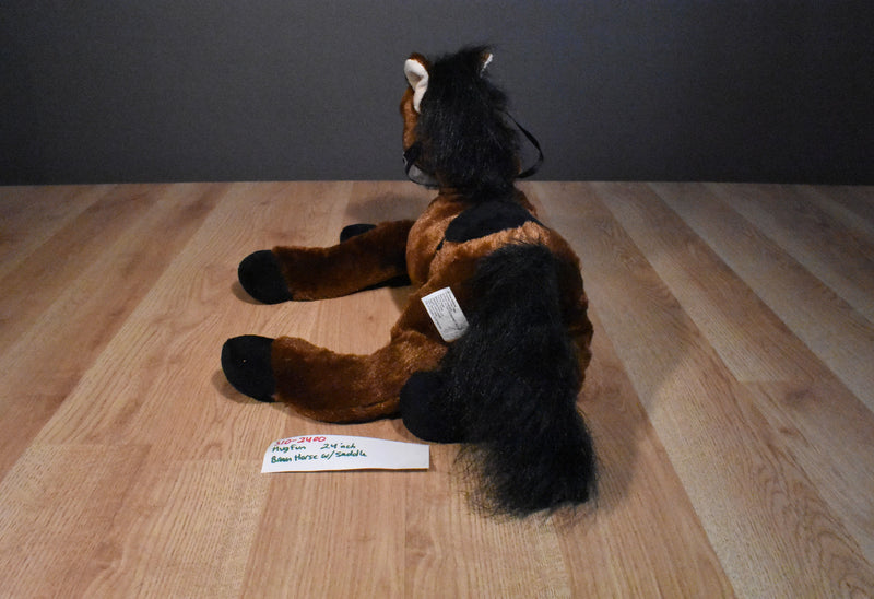 Hugfun Brown and White Horse Pony With Saddle Plush