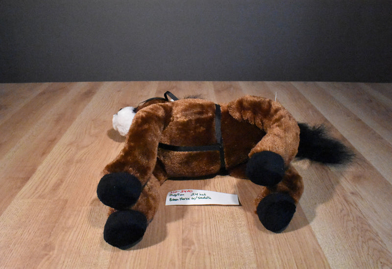 Hugfun Brown and White Horse Pony With Saddle Plush