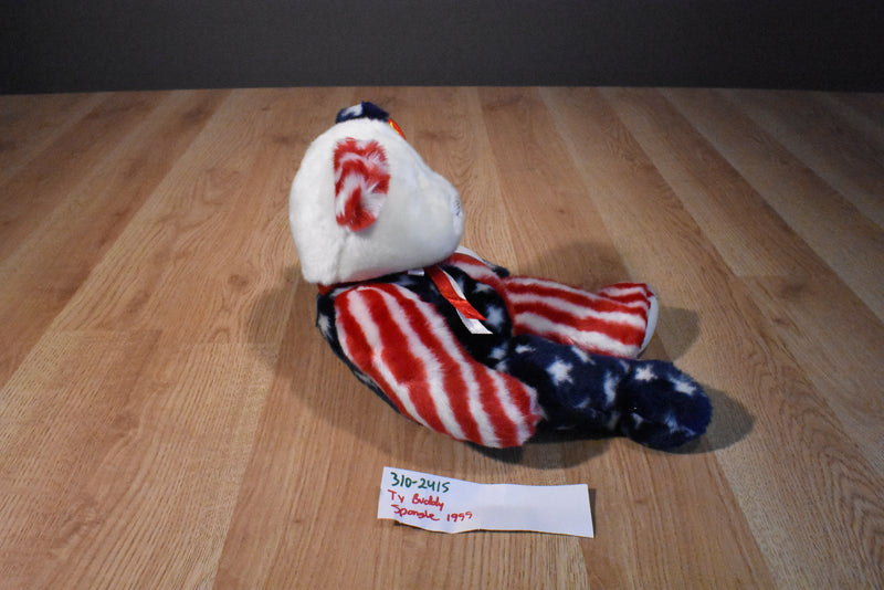 Ty Buddies Spangle Red White and Blue Patriotic Teddy Bear 1999 Beanbag Plush