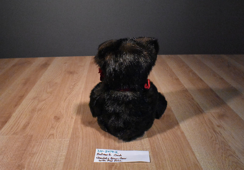 Hallmark Chocolate Brown Teddy Bear with Red Rose Beanbag Plush