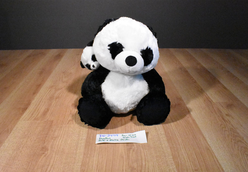 Hugfun Mom and Baby Pete and Paulie Panda Bears Beanbag Plush