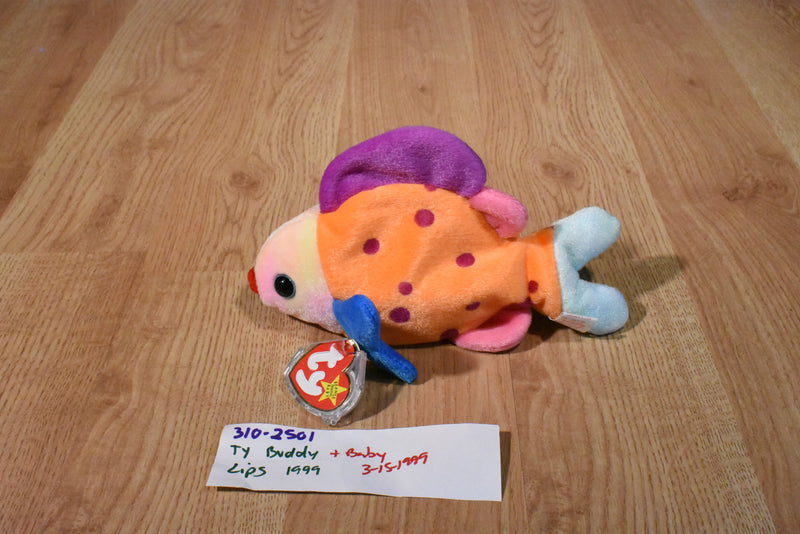 Ty Beanie Buddy and Baby Lips Fish 1999 Beanbag Plushes