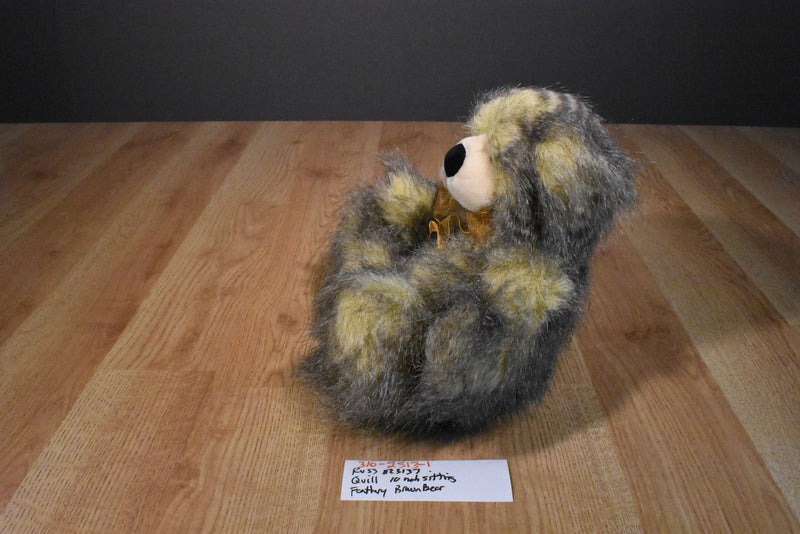 Russ Quill Brown Feathery Teddy Bear Beanbag Plush