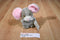 Russ Vintage Gray and Pink Mouse Plush with Adoption Card