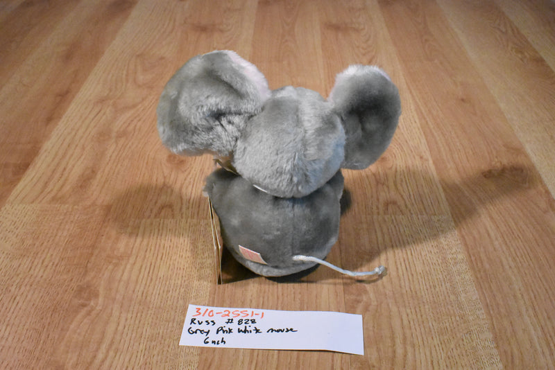 Russ Vintage Gray and Pink Mouse Plush with Adoption Card
