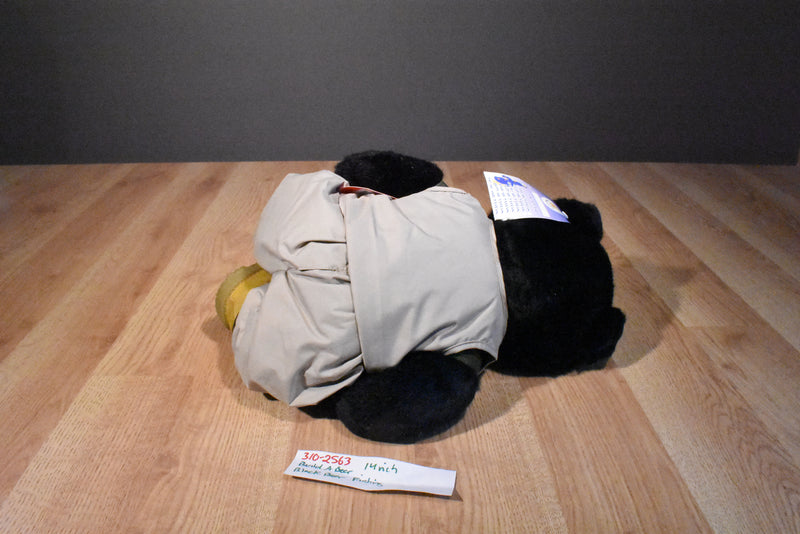 Build a Bear Vintage Black Bear Plush Wearing Fisherman Clothes
