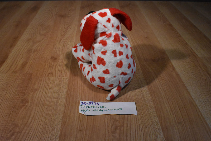 Ty Pluffies Harts the White Dog With Red Hearts 2006 Beanbag Plush