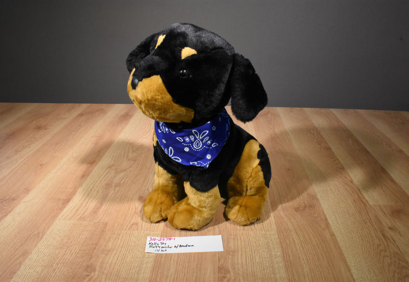 Kelly Toy Rottweiler Plush with Blue Bandana