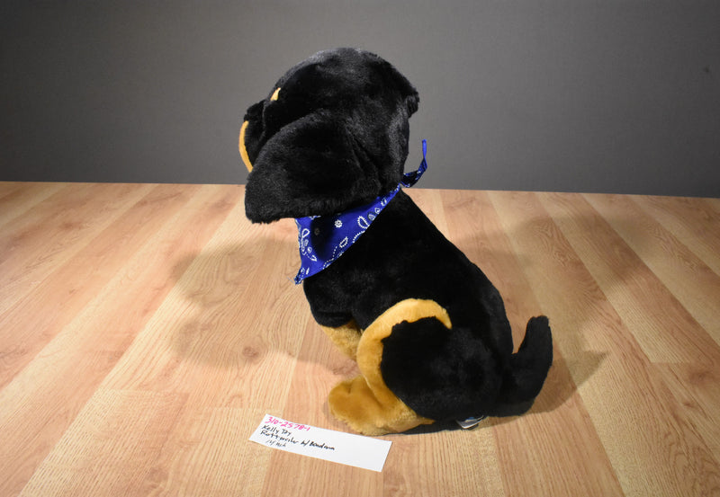 Kelly Toy Rottweiler Plush with Blue Bandana