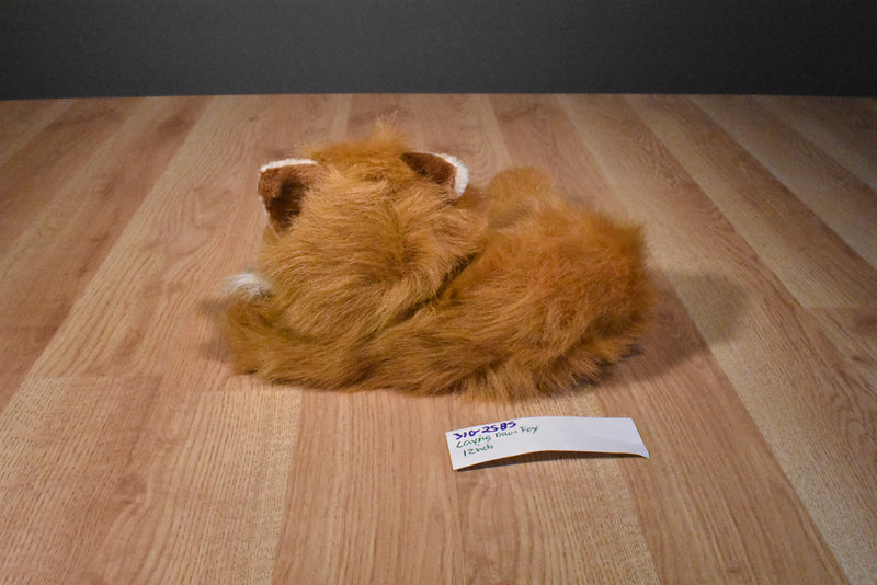 Red Fox Laying Down Plush with Yellow Eyes