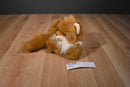 Red Fox Laying Down Plush with Yellow Eyes