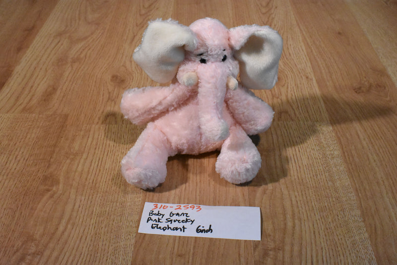 Baby Ganz Pink and White Squeaking Elephant Plush