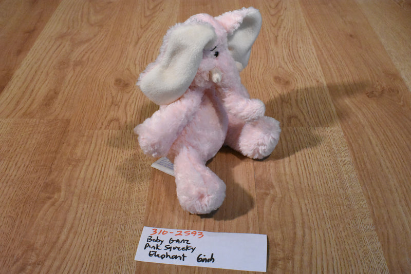 Baby Ganz Pink and White Squeaking Elephant Plush