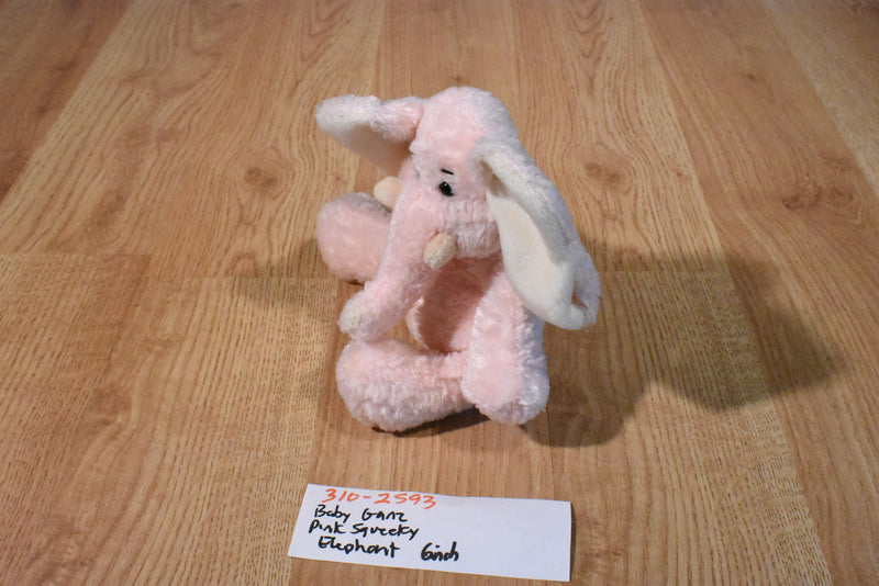 Baby Ganz Pink and White Squeaking Elephant Plush