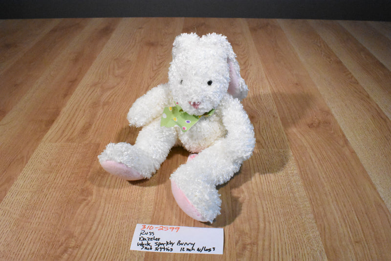 Russ Dazzles White Sparkly Bunny Rabbit Beanbag Plush