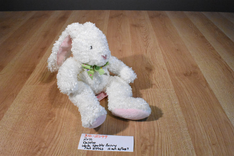 Russ Dazzles White Sparkly Bunny Rabbit Beanbag Plush