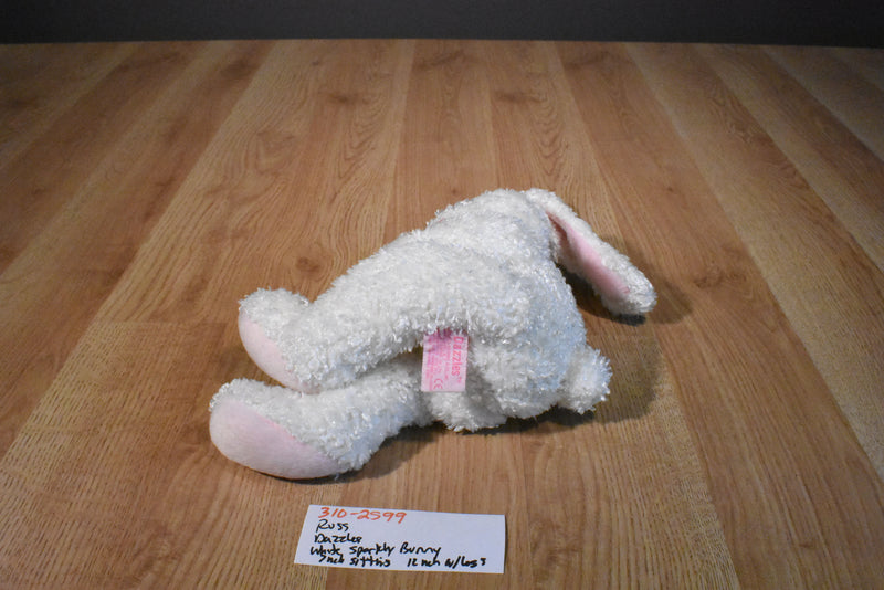 Russ Dazzles White Sparkly Bunny Rabbit Beanbag Plush