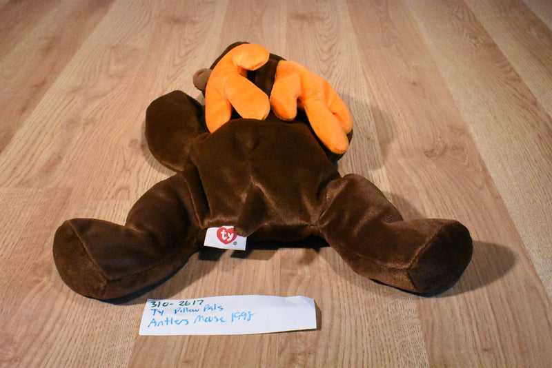 Ty Pillow Pals Antlers the Brown Moose 1998 Plush