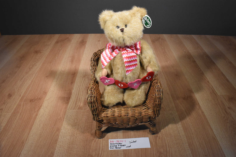 Bearington Hugs N Kisses Tan Jointed Teddy Bear Beanbag Plush