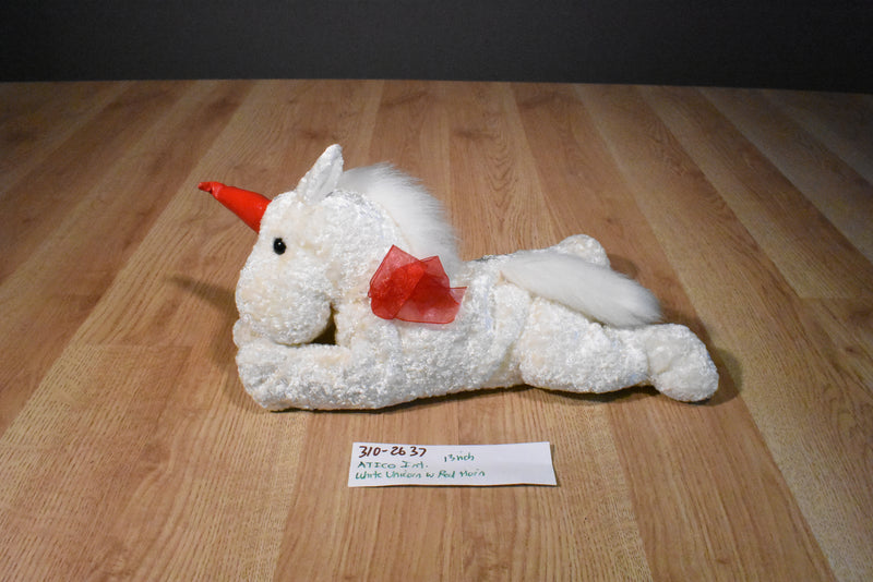 ATICO White and Red Unicorn Beanbag Plush