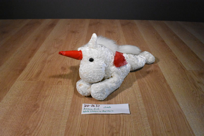 ATICO White and Red Unicorn Beanbag Plush