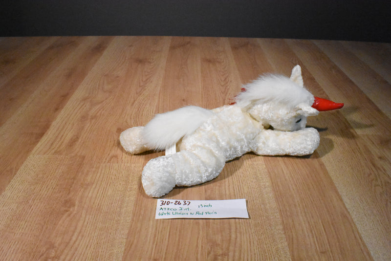 ATICO White and Red Unicorn Beanbag Plush