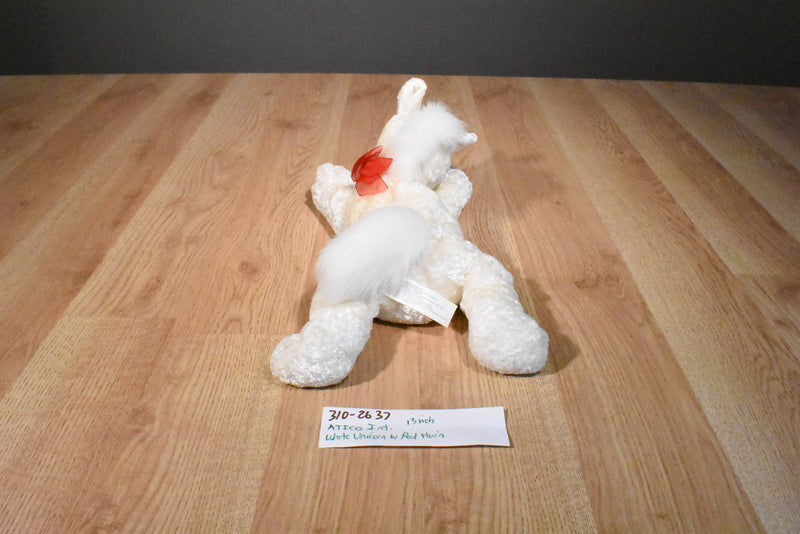ATICO White and Red Unicorn Beanbag Plush