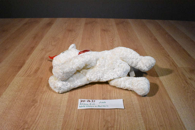 ATICO White and Red Unicorn Beanbag Plush