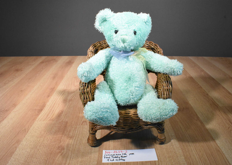 Commonwealth Teal Colored Teddy Bear 1995 Beanbag Plush