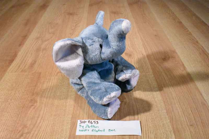 Ty Pluffies Winks Grey and Pink Elephant 2012 Beanbag Plush