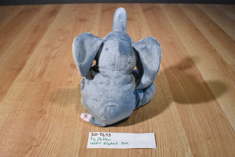Ty Pluffies Winks Grey and Pink Elephant 2012 Beanbag Plush