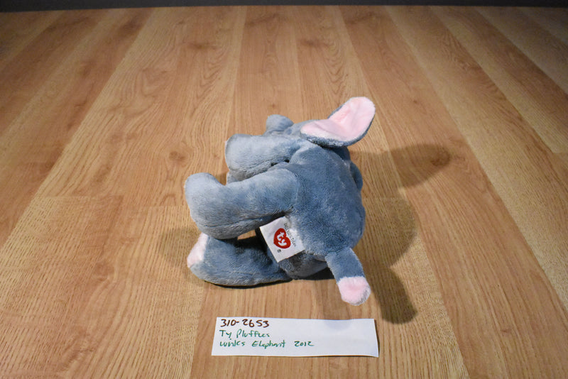 Ty Pluffies Winks Grey and Pink Elephant 2012 Beanbag Plush