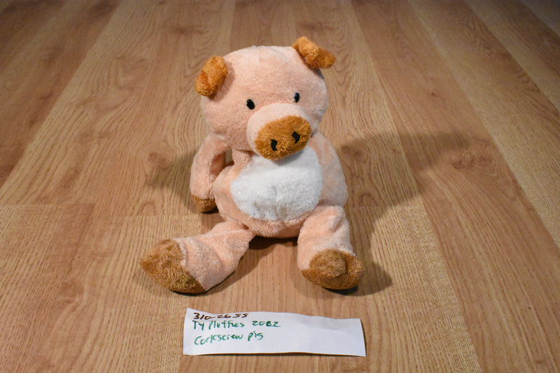 Ty Pluffies Corkscrew the Pig 2002 Beanbag Plush